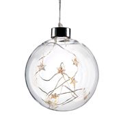 Solight LED vánoční koule skleněná, 10LED, 2x AA, IP20 