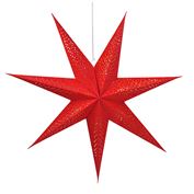 Solight LED vánoční hvězda červená, závěsná, 60cm, 20x LED, 2x AA