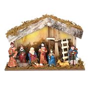 Solight LED dřevěný betlém podsvícený, 26x17cm, 6x LED, 2x AA