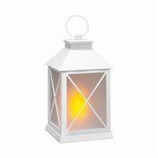 Solight LED vánoční lucerna bílá, 20cm, časovač, 2x AA