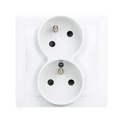 Solight dvojzásuvka Slim, pootočená horní zásuvka, bílá