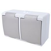 Solight dvojzásuvka do vlhka IP54, šedá