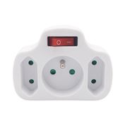 Solight rozbočka, 1x 10A + 2x 2,5A, bílá, vypínač