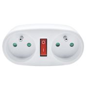 Solight rozbočka, 2 x 10A, bílá, vypínač