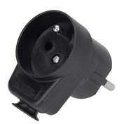 Solight zástrčka úhlová, s průběžnou zásuvkou, IP20 černá