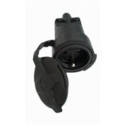 Solight zásuvka gumová, do vlhka a prachu, přímá, IP65, černá