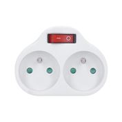 Solight rozbočka, 2x 10A, bílá, vypínač