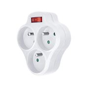 Solight rozbočka, 3 x 10A, bílá, vypínač