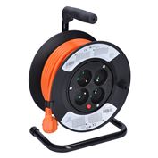 Solight prodlužovací přívod na bubnu, 4 zásuvky, 15m, oranžový kabel, 3x 1,5mm2