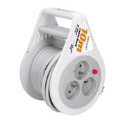 Solight prodlužovací přívod na bubnu 10m, 3 zásuvky, šedý kabel, 3x 1,5mm2