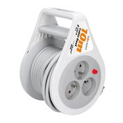 Solight prodlužovací přívod na bubnu 10m, 3 zásuvky, šedý kabel, 3x 1,0mm2