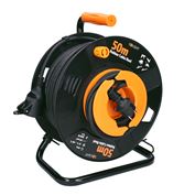 Solight prodlužovací přívod na bubnu, 1 zásuvka, venkovní, 50m gumový kabel, 3x 1,5mm2, IP44