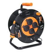 Solight prodlužovací přívod - na bubnu, 4 zásuvky, 25m kabel guma, 3x 1,5mm2, IP44