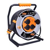 Solight prodlužovací přívod - na kovovém bubnu, 4 zásuvky, 40m kabel guma-neopren, 3x 2,5mm2, IP44