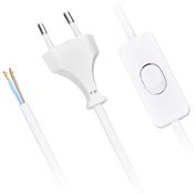 Solight flexo šňůra, 2m, 2 x 0,75mm2, bílá, plochá, vypínač