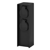 Solight zahradní sloupek IP44, plast, 2 zásuvky, hranol, černý