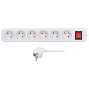 Solight prodlužovací přívod 3m, 6 zásuvek, vypínač, 16A/3680W, PVC, bílý