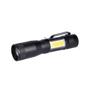 Solight LED kovová svítilna, 150 +60lm, 3W + COB, AA, černá