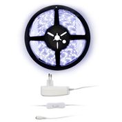 Solight LED světelný pás s testrem, 5m,  sada s 12V adaptérem, 4,8W/m, IP65, studená bílá