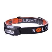 Solight LED čelová nabíjecí svítilna, 150 + 100lm, bílé a červené světlo, Li-Ion