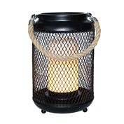 Solight kovová lucerna s LED svíčkou, teplá bílá, 3xAA, černá, 20cm 