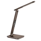 Solight LED stolní lampička s displayem, 9W, volba teploty světla, kůže, hnědá
