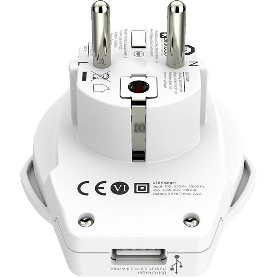 SKROSS cestovní adaptér Europe USB pro cizince v ČR, USB-A 12W, typ E/F