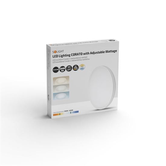 Solight LED osvětlení Corato s nastavitelnou wattáží a CCT, IP54, 12-18-24W, max. 2400lm, 3CCT, 30cm