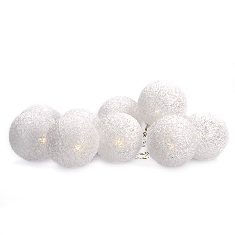 Solight LED řetěz vánoční koule bavlněné, 10LED, 1m, 2x AA, IP20 