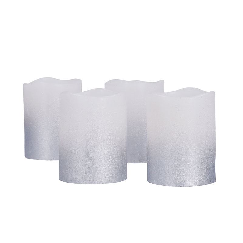 Solight sada LED svíček s časovačem, 4x svíčka, 6,5cm, stříbrná barva, 4xCR2032 součástí