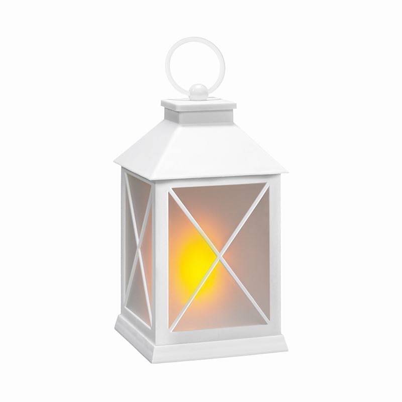 Solight LED vánoční lucerna bílá, 20cm, časovač, 2x AA