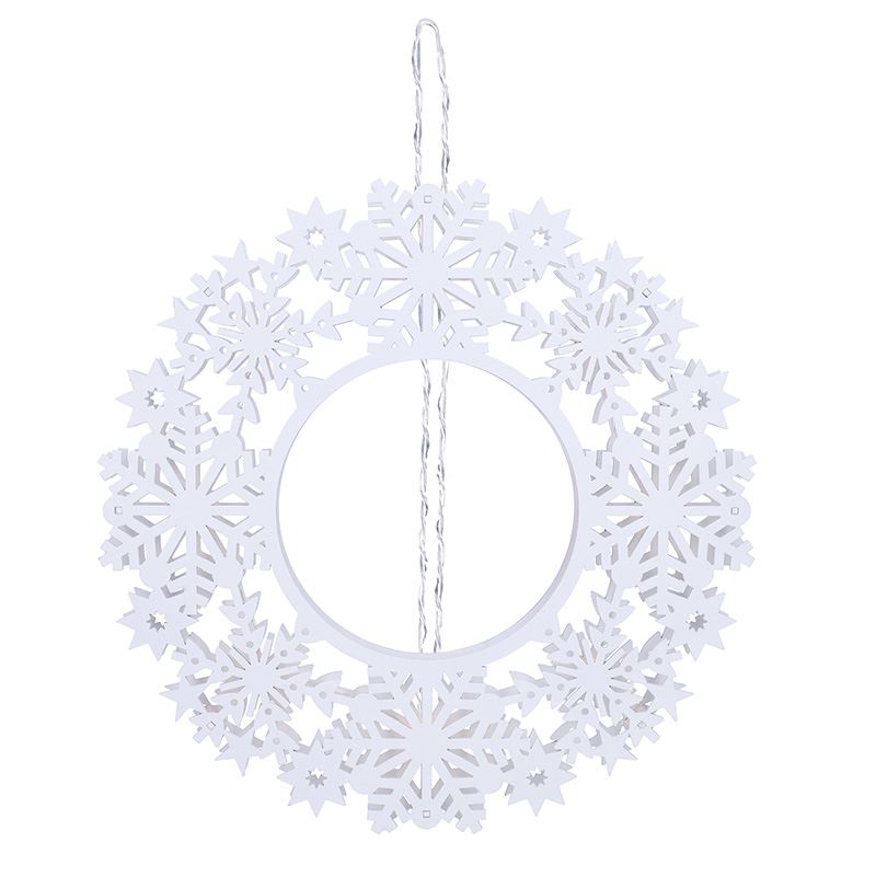 Solight LED dřevěný vánoční věnec, 10x LED, bílá, 30cm, časovač, 2x AA