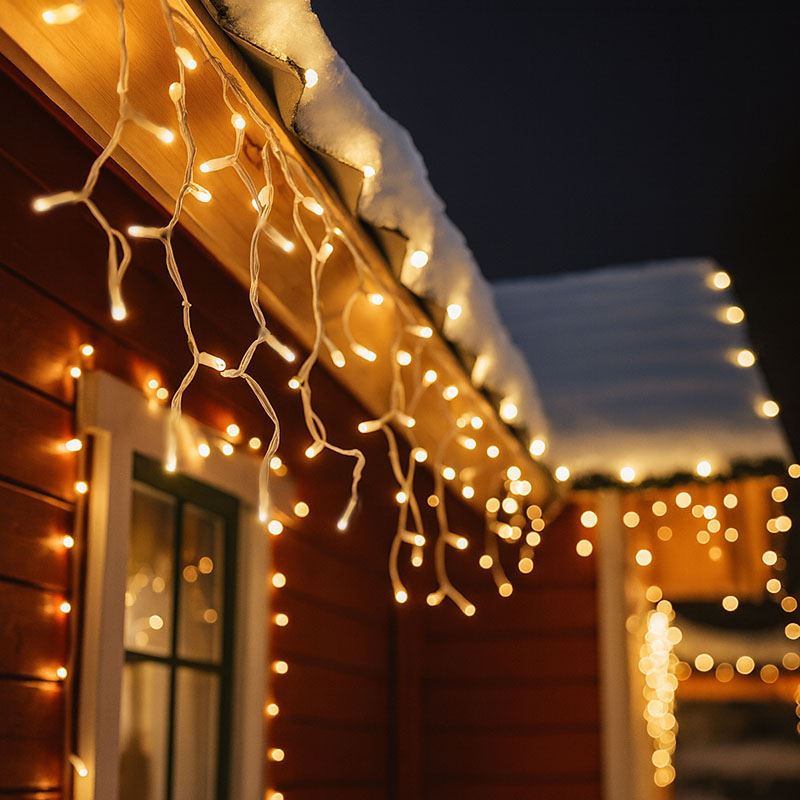 Solight LED vánoční závěs, rampouchy, 120 LED, 3m x 0,7m, přívod 6m, venkovní, teplé bílé světlo, paměť, časovač