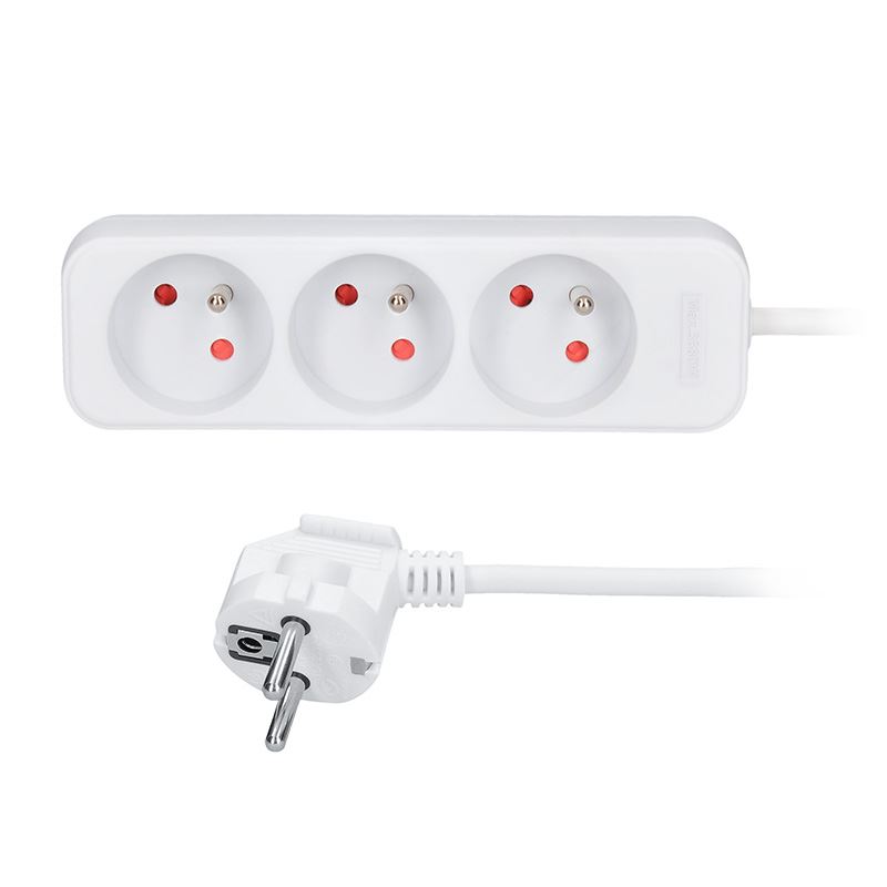Solight prodlužovací přívod 3m, 3 zásuvky, 16A/3680W, PVC, bílý