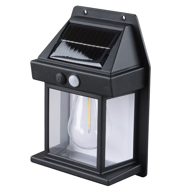 Solight LED solární lucerna nástěnná, teplá bílá, 12x17cm, černá