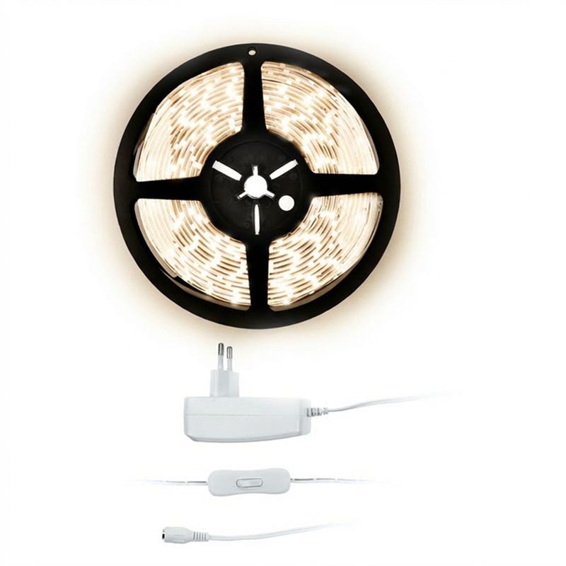 Solight LED světelný pás, 5m, sada s 12V adaptérem, 4,8W/m, IP20, neutrální bílá