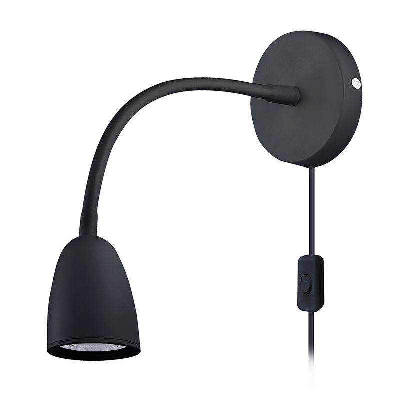 Solight LED nástěnná lampička, stmívatelná, 4W, 280lm, 3000K, černá