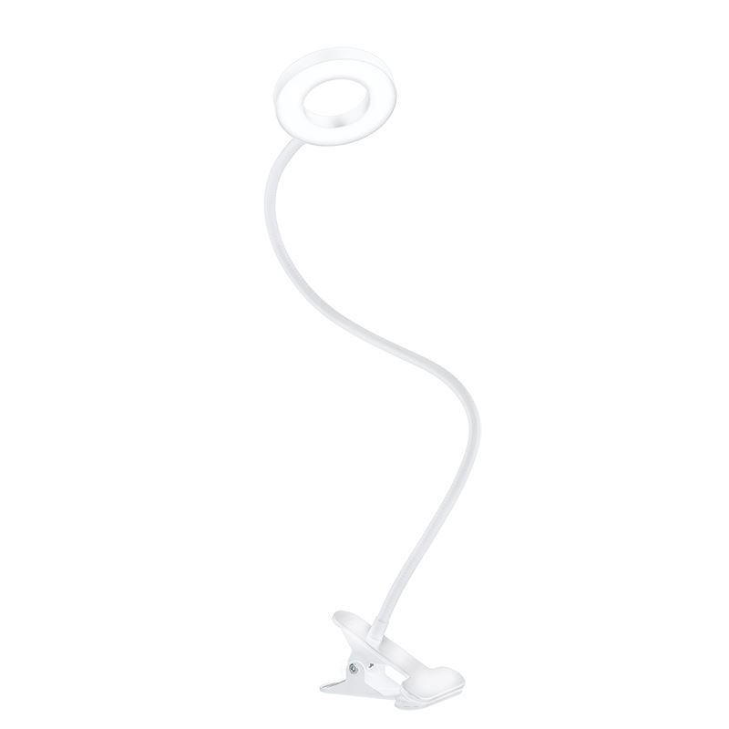 Solight LED stmívatelná stolní lampička s klipem bílá, 300lm, nastavitelná teplota světla, USB