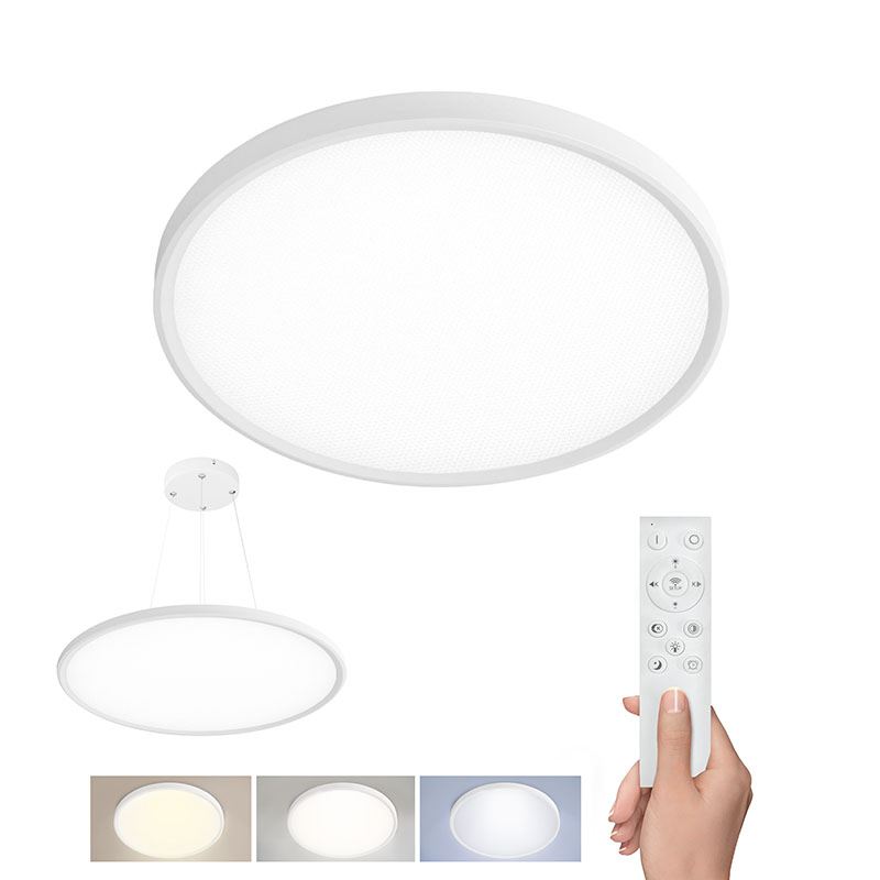 Solight LED osvětlení s dálkovým ovladačem Estela White UGR, 40W, 4300lm,  50cm, URG<19, závěsné i přisazené